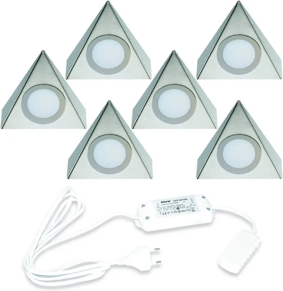 Hera Delta LEDset 6x 24V/30W RVS Onderbouwspots
