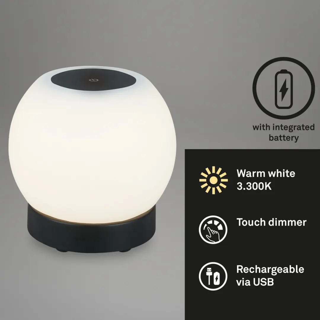 Briloner POKA LED Tafellamp Oplaadbaar 3W - Zwart