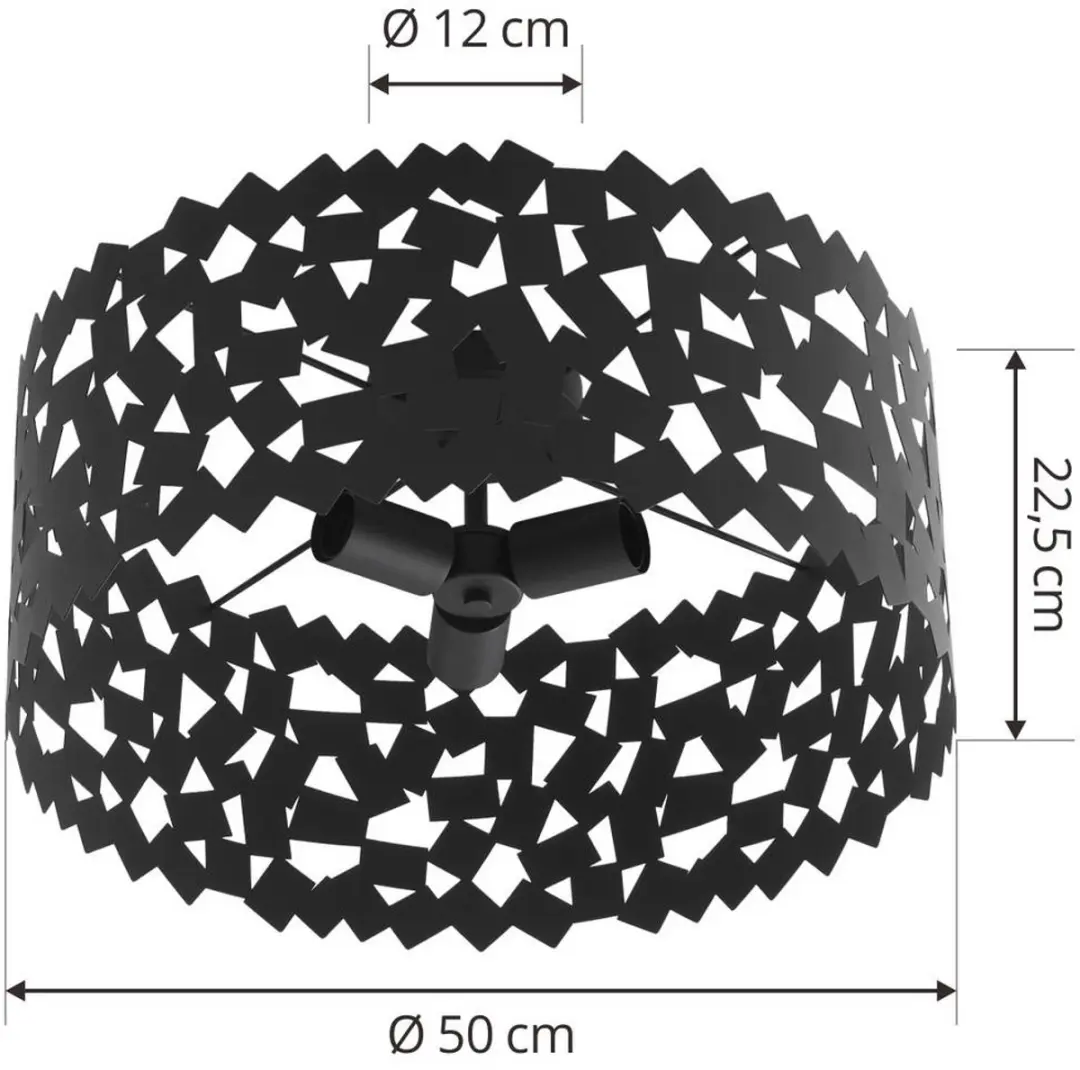 Lucande Plafondlamp 3-Lichts E27 - 50cm - Zwart
