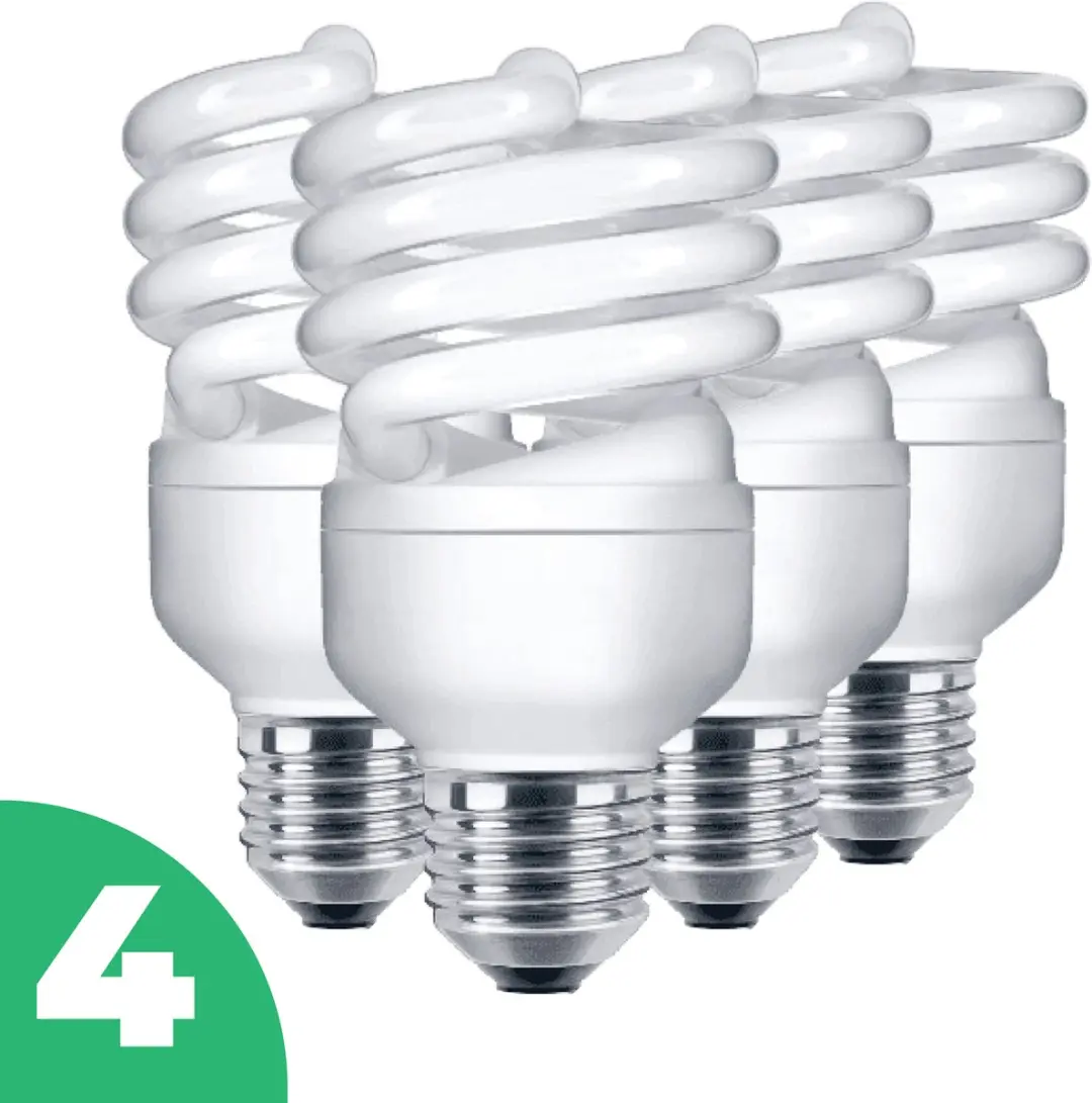 Radium Spaarlamp E27 23W - 4 Stuks - Mat - Warm Wit