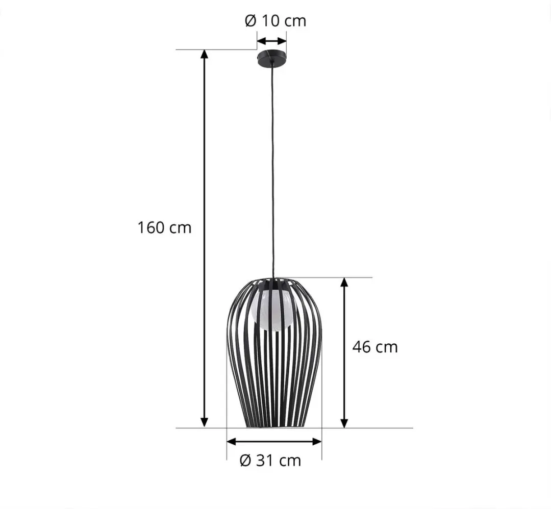 Lucande Hanglamp Buiten 1 Licht Metaal/Acryl E27 - 46cm - Zwart/Wit