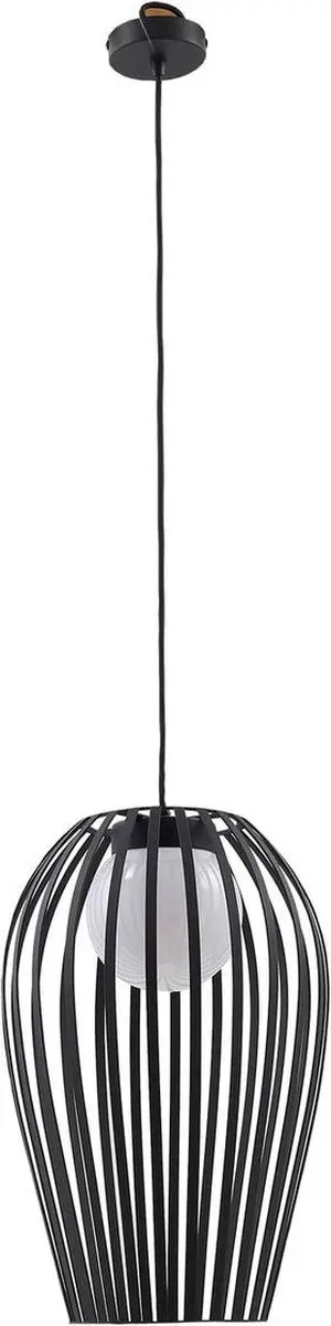 Lucande Hanglamp Buiten 1 Licht Metaal/Acryl E27 - 46cm - Zwart/Wit