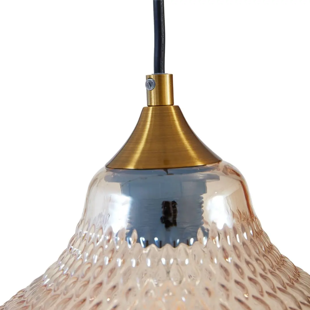 Lindby Hanglamp Glas Metaal 32cm E27 - Amber/Goud