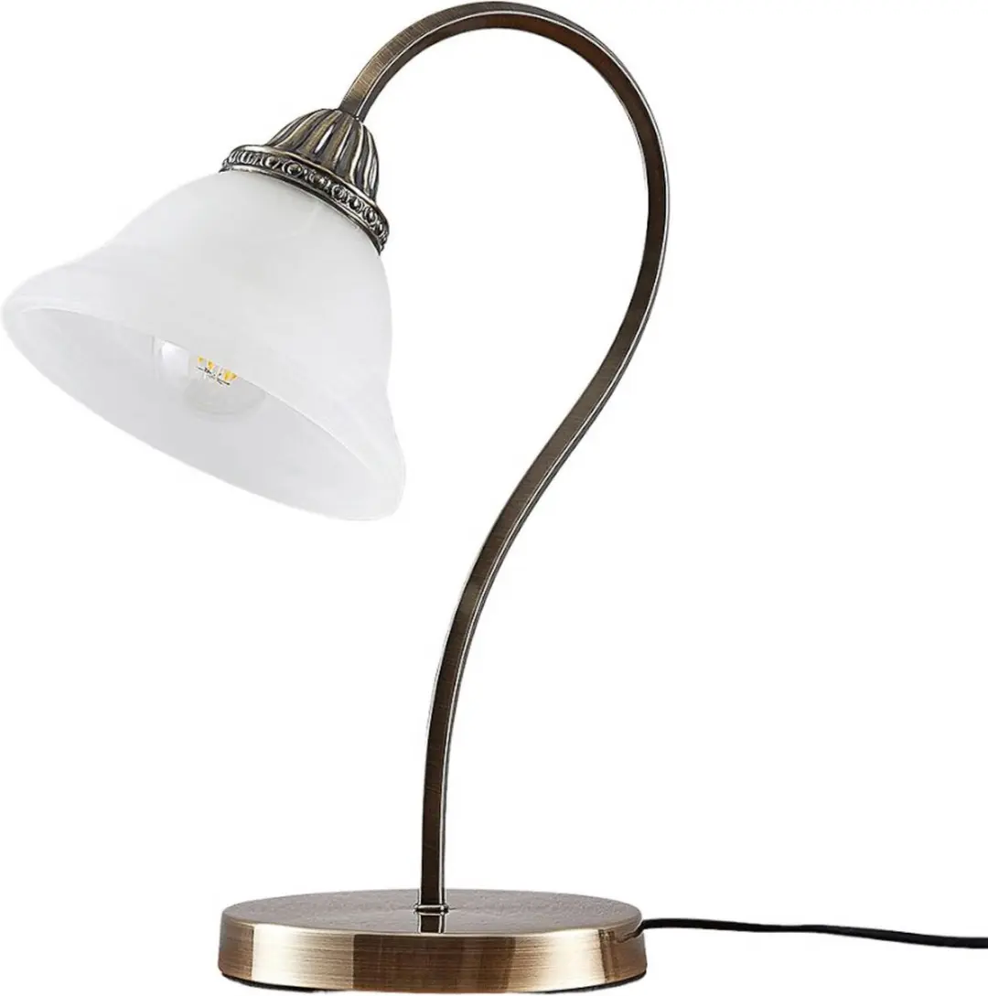 Lindby LED Tafellamp 1 Licht 60W - Wit Albast/Metalen Basis