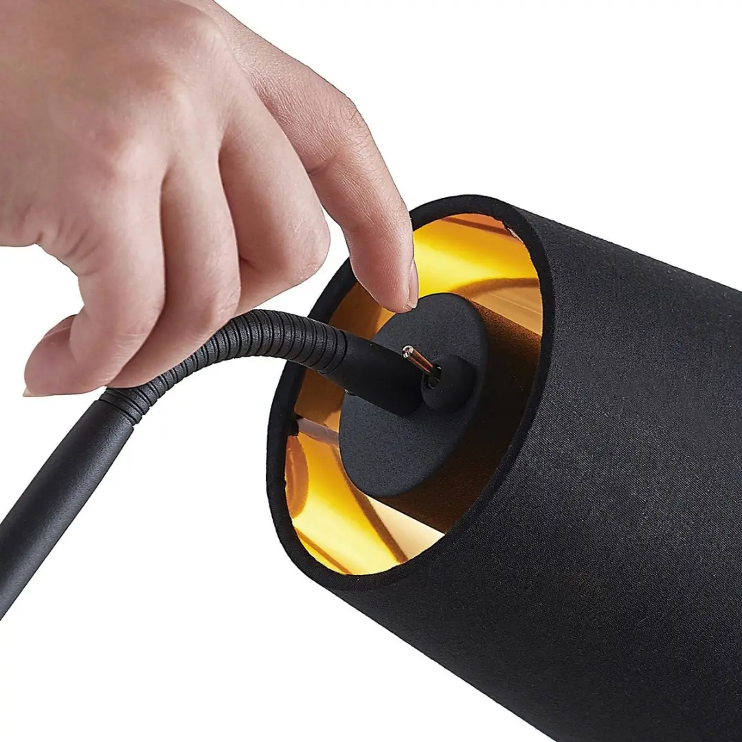 Lindby Efalia Vloerlamp - 1 Lichtpunt - 175 cm - Zwart/Goud