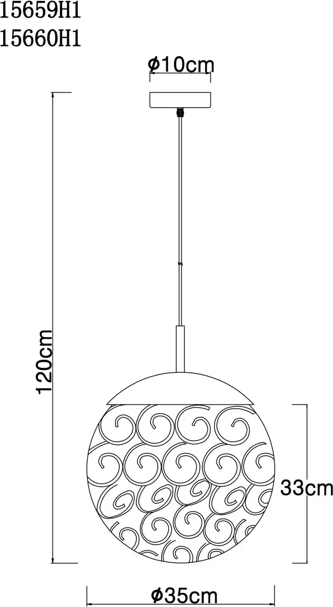 Globo Fitz Hanglamp - Ø35cm - Zwart - afbeelding 4 van 6