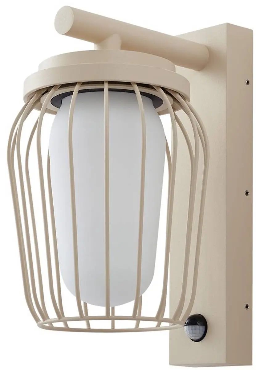 Lucande Wandlamp Buiten 1 Licht E27 - Aluminium/Glas - Beige/Wit