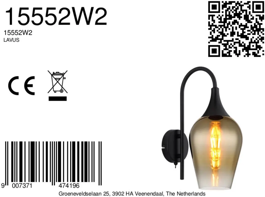 Globo Lavus Wandlamp Groen - E27 - afbeelding 5 van 6