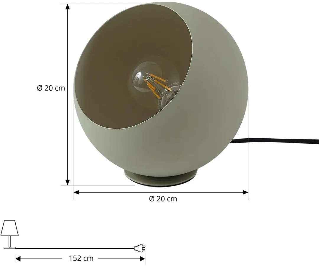 Lindby Tafellamp IJzer 20cm - E27 - IJsgroen