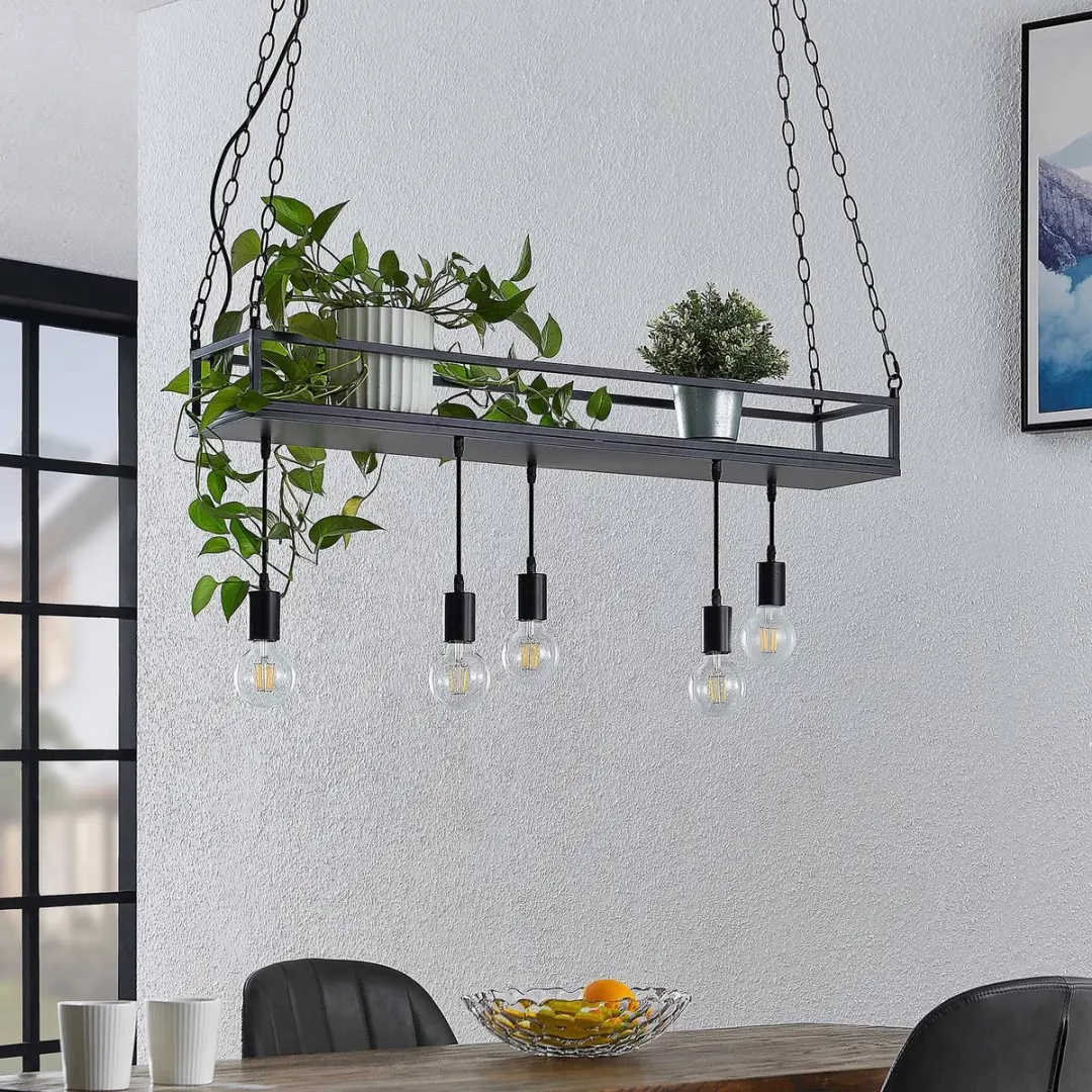 Lindby Hanglamp 5-lichten IJzer - Zwart
