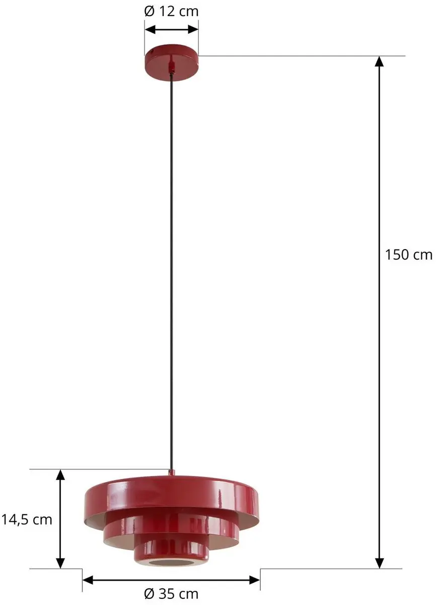 Lindby Hanglamp Metaal 1 Licht E27 - Rood