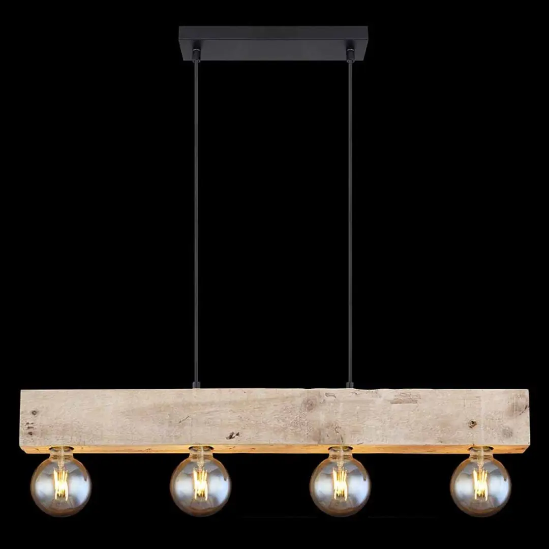 Globo Hanglamp 4-Lichts E27 - 80x120cm Zwart - afbeelding 3 van 6