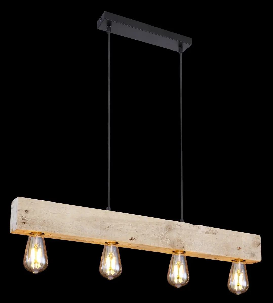 Globo Hanglamp 4-Lichts E27 - 80x120cm Zwart - afbeelding 4 van 6