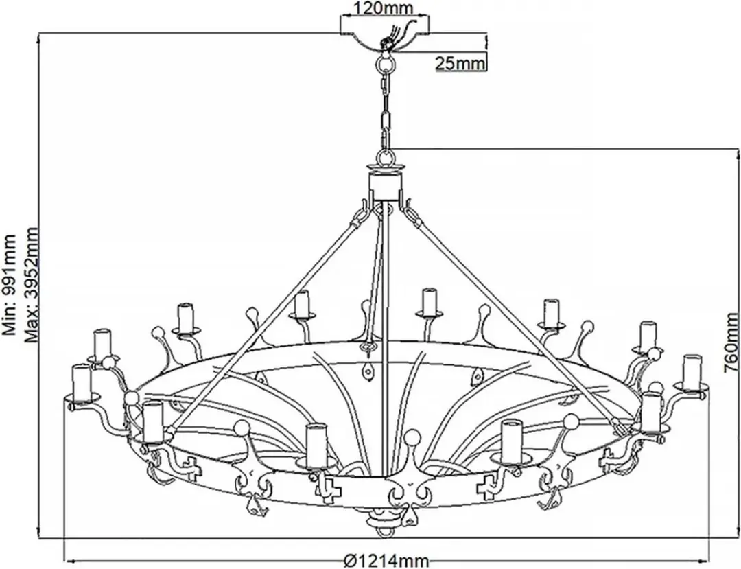 Elstead Lighting LED Kroonluchter 12x E14 60W - Dimbaar