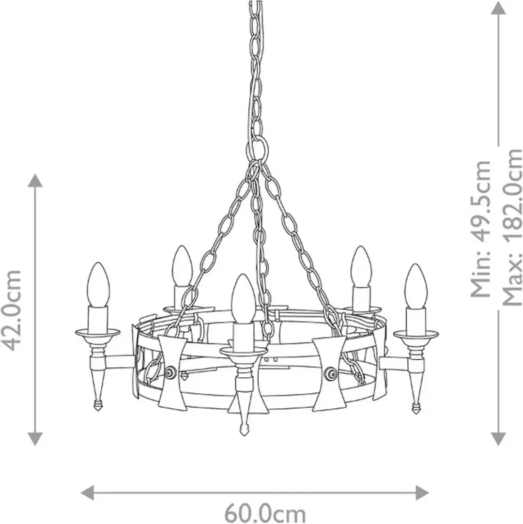 Elstead LED Kroonluchter 5x E14 60W - Dimbaar - Black/Silver Patina