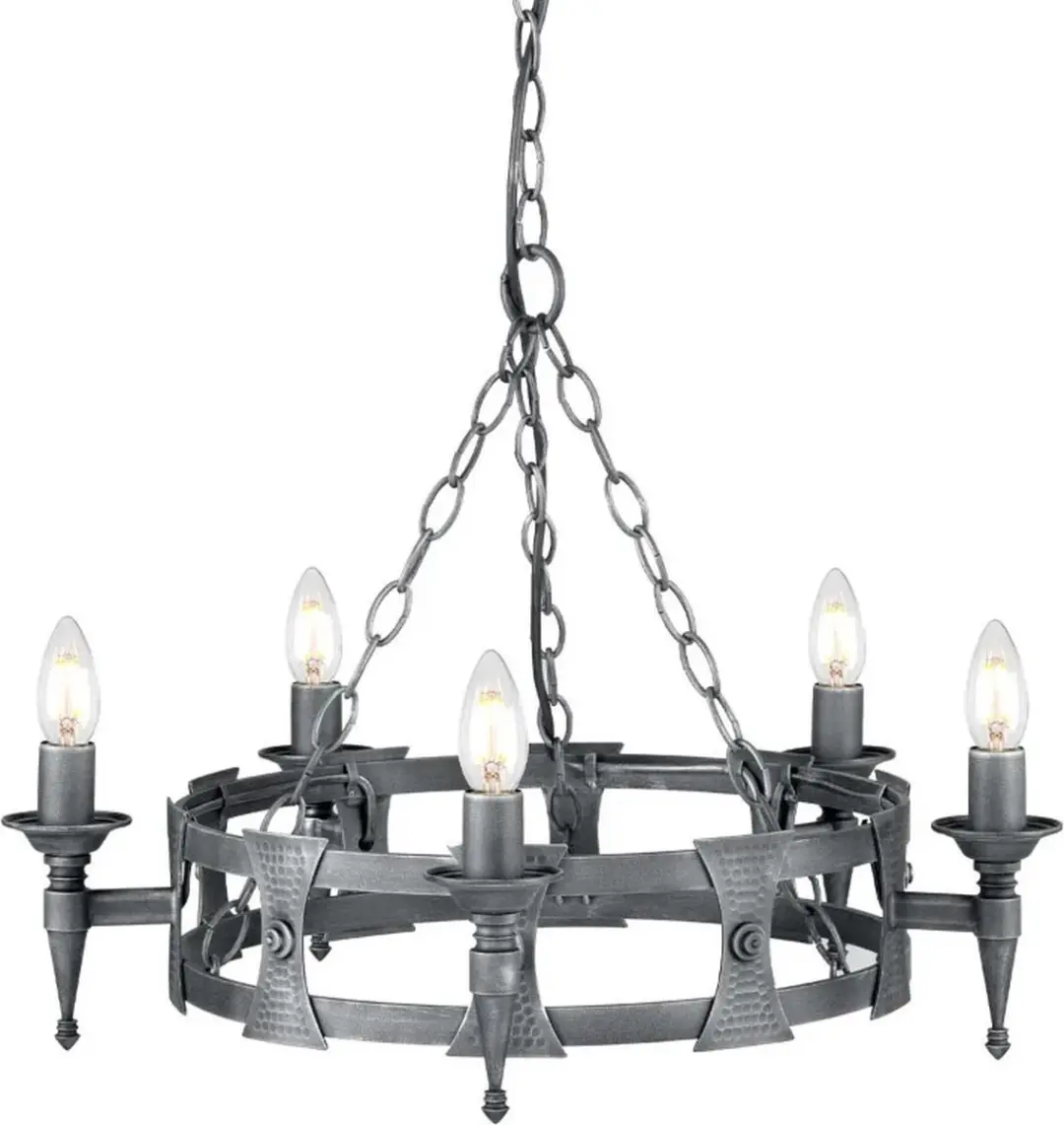 Elstead LED Kroonluchter 5x E14 60W - Dimbaar - Black/Silver Patina - afbeelding 6 van 6