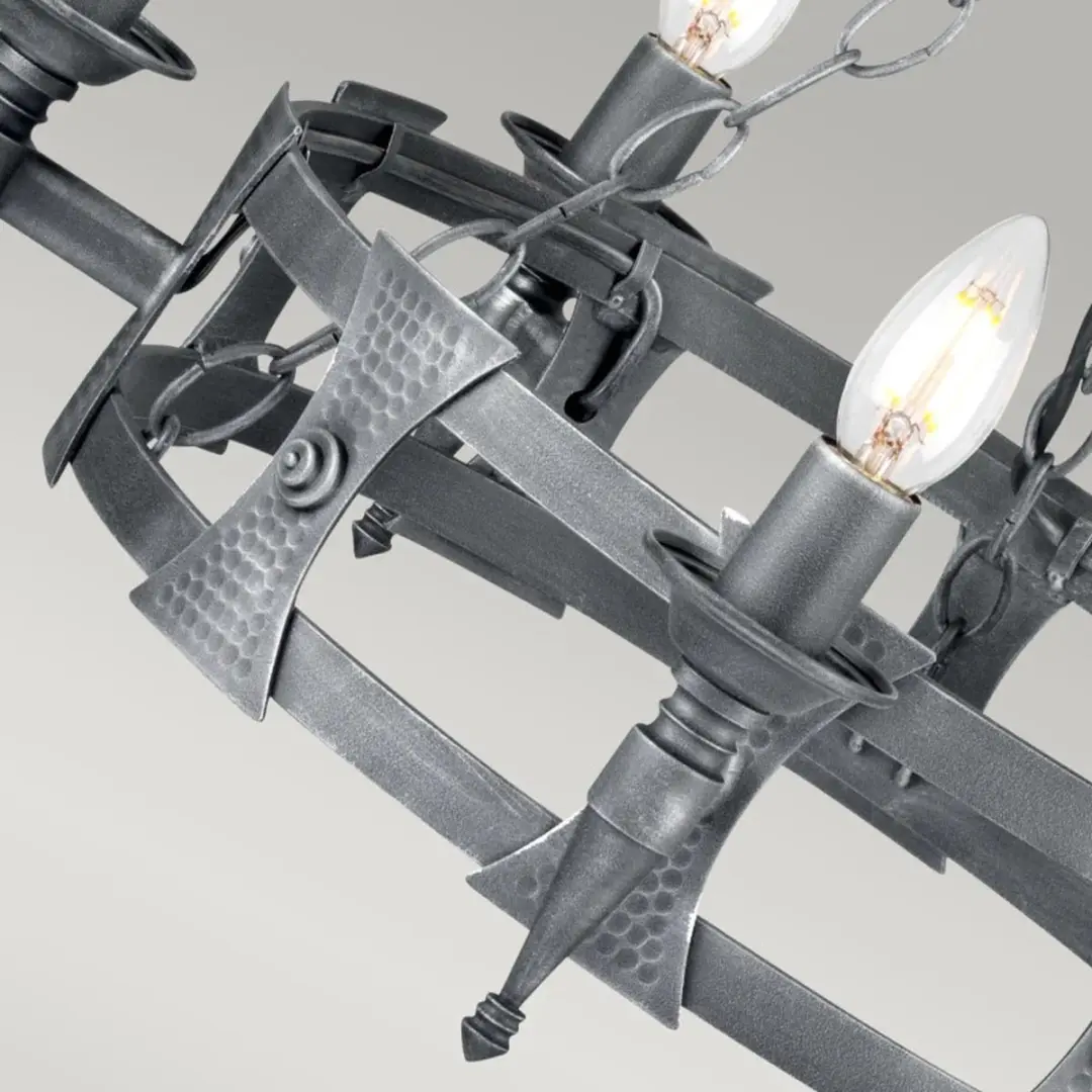 Elstead LED Kroonluchter 5x E14 60W - Dimbaar - Black/Silver Patina