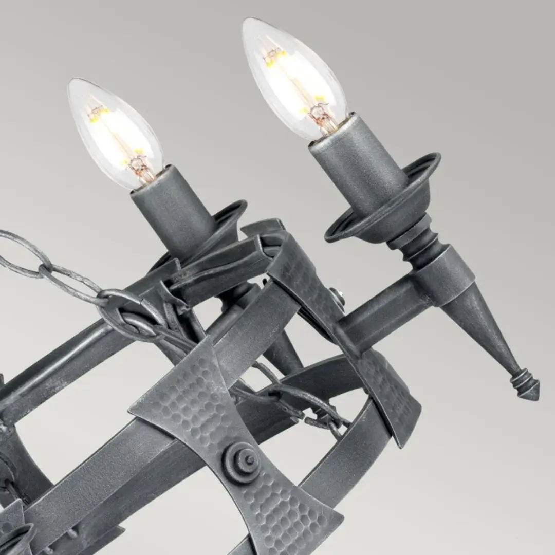 Elstead LED Kroonluchter 5x E14 60W - Dimbaar - Black/Silver Patina