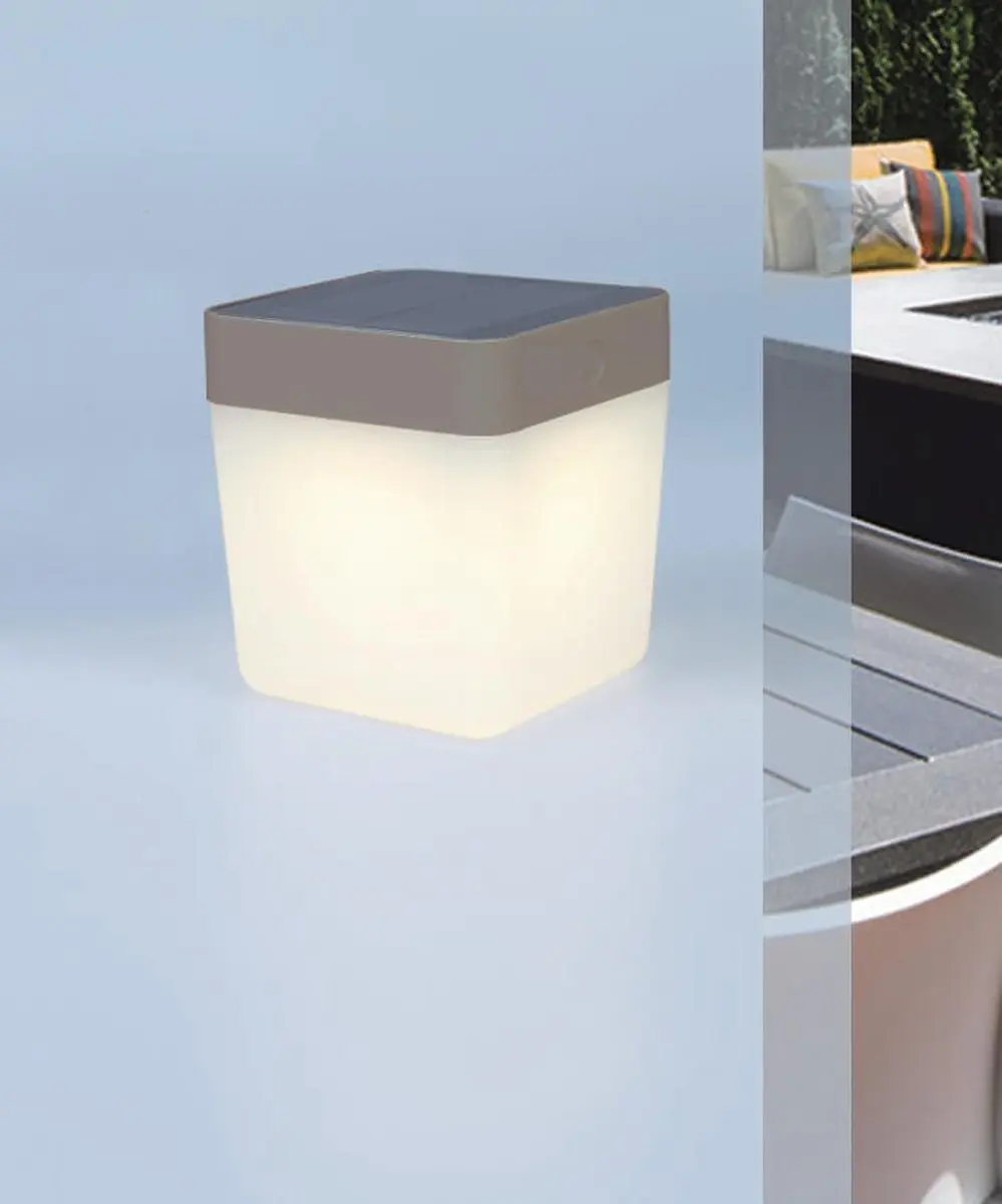 Lutec Table Cube Draagbare LED Solarlamp - Zilver - afbeelding 6 van 6