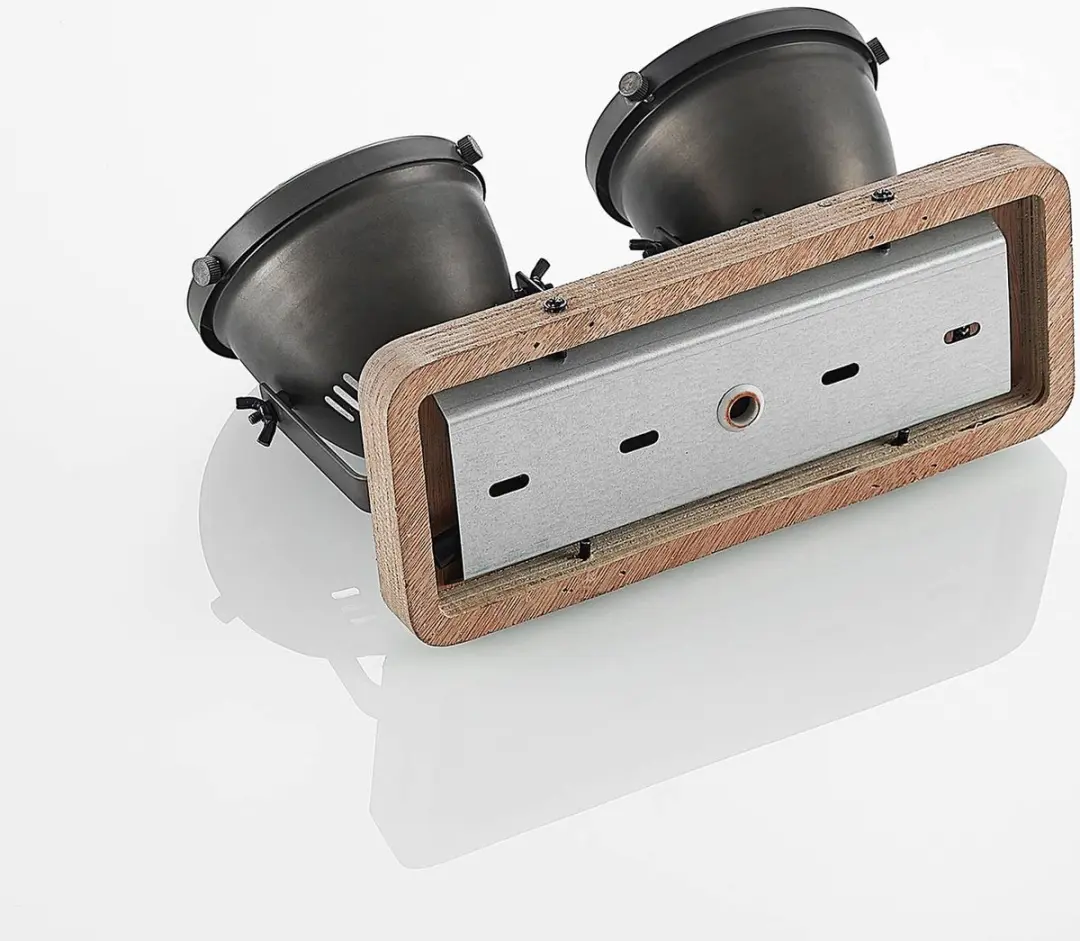Lindby Buitenspot Metaal Hout 2x GU10 20W - Zwart/Bruin