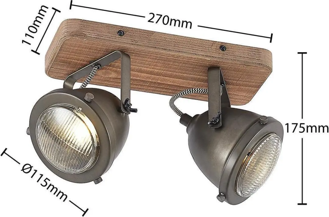 Lindby Buitenspot Metaal Hout 2x GU10 20W