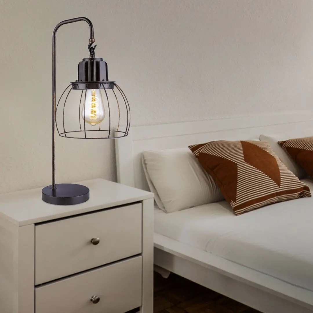 Globo Retro Tafellamp - Metaal Zwart/Goud - 65cm - E27