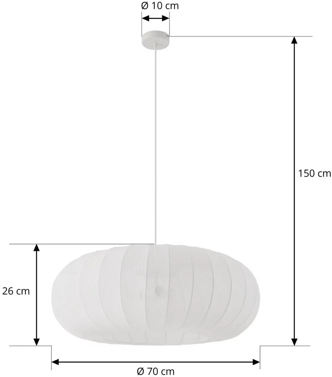 Lindby Hanglamp 3-lichts Textiel Metaal 70cm - Wit