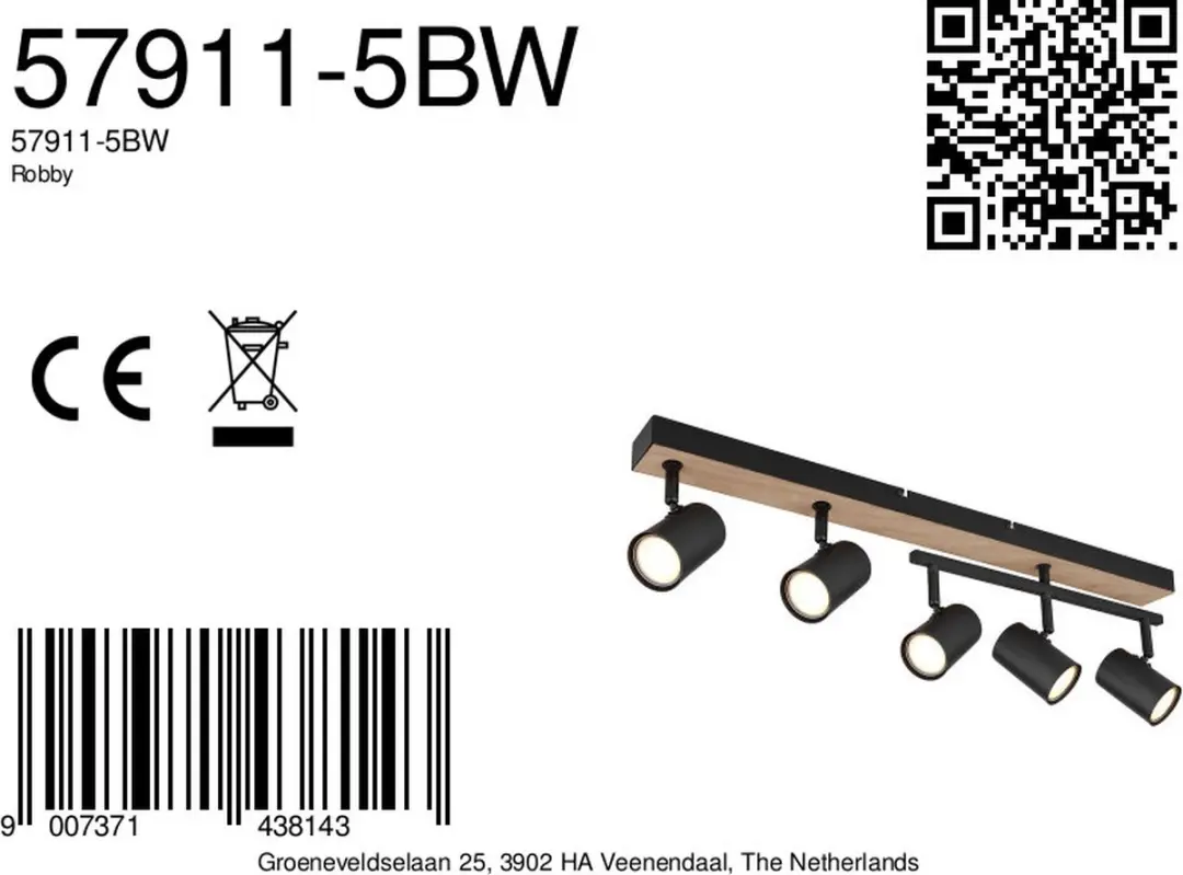 Globo Robby Opbouwspot GU10 - 5 Stuks - Zwart