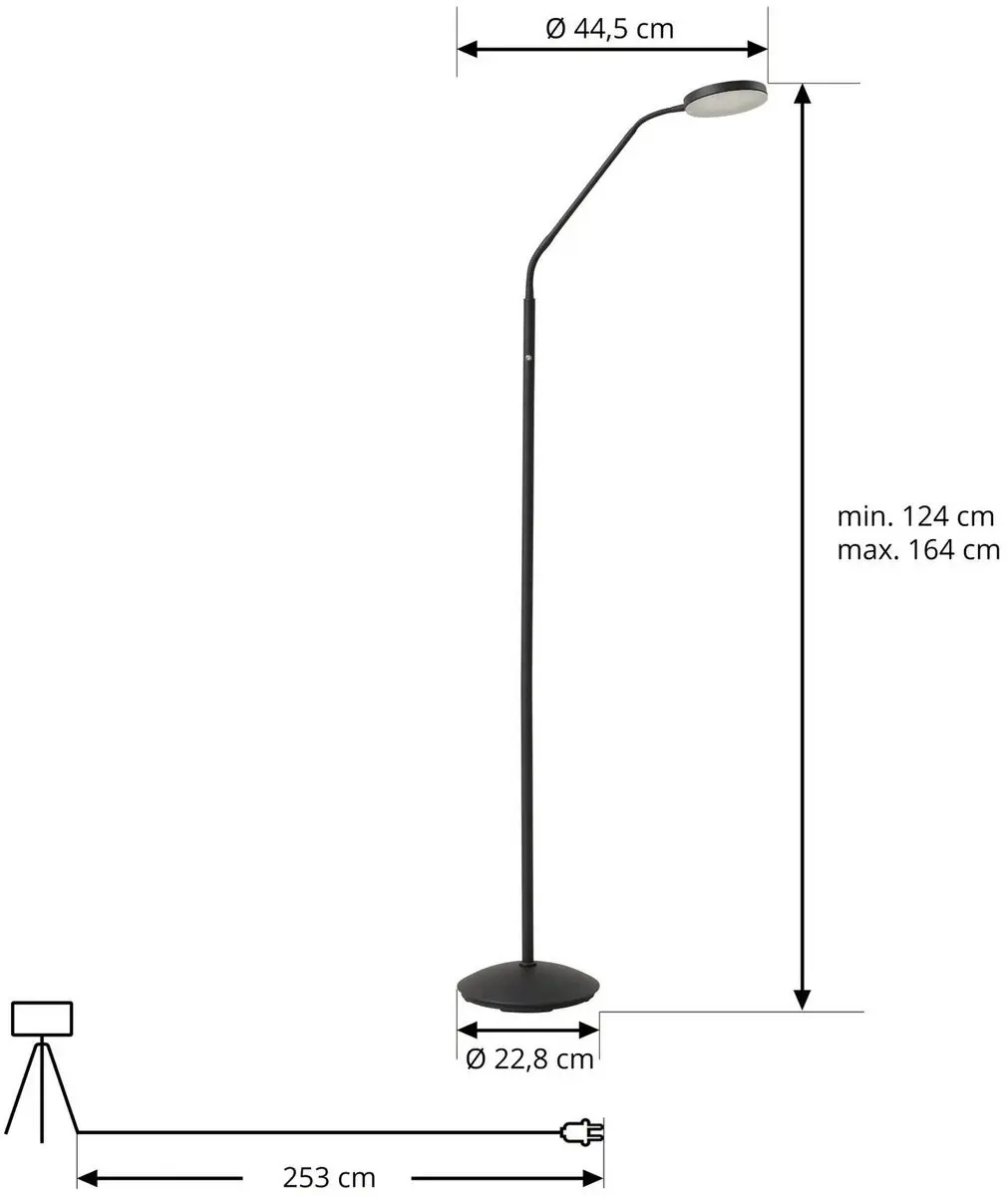Lindby LED Vloerlamp 150cm - Zwart/Transparant