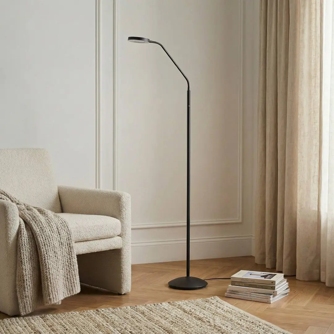 Lindby LED Vloerlamp 150cm - Zwart/Transparant