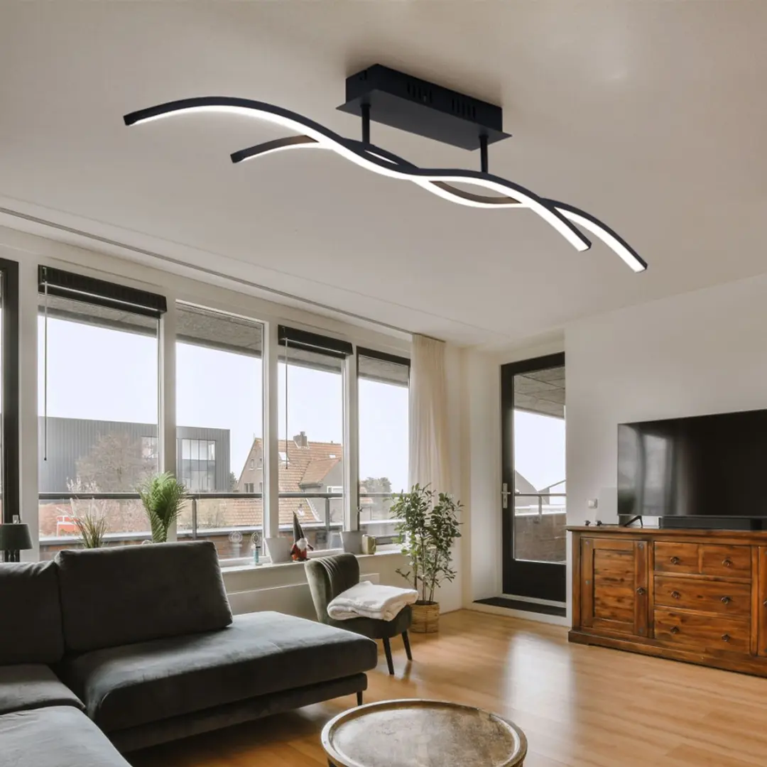 Globo Plafondlamp Grafiet Zwart 20W Warm Wit 88x15,5cm