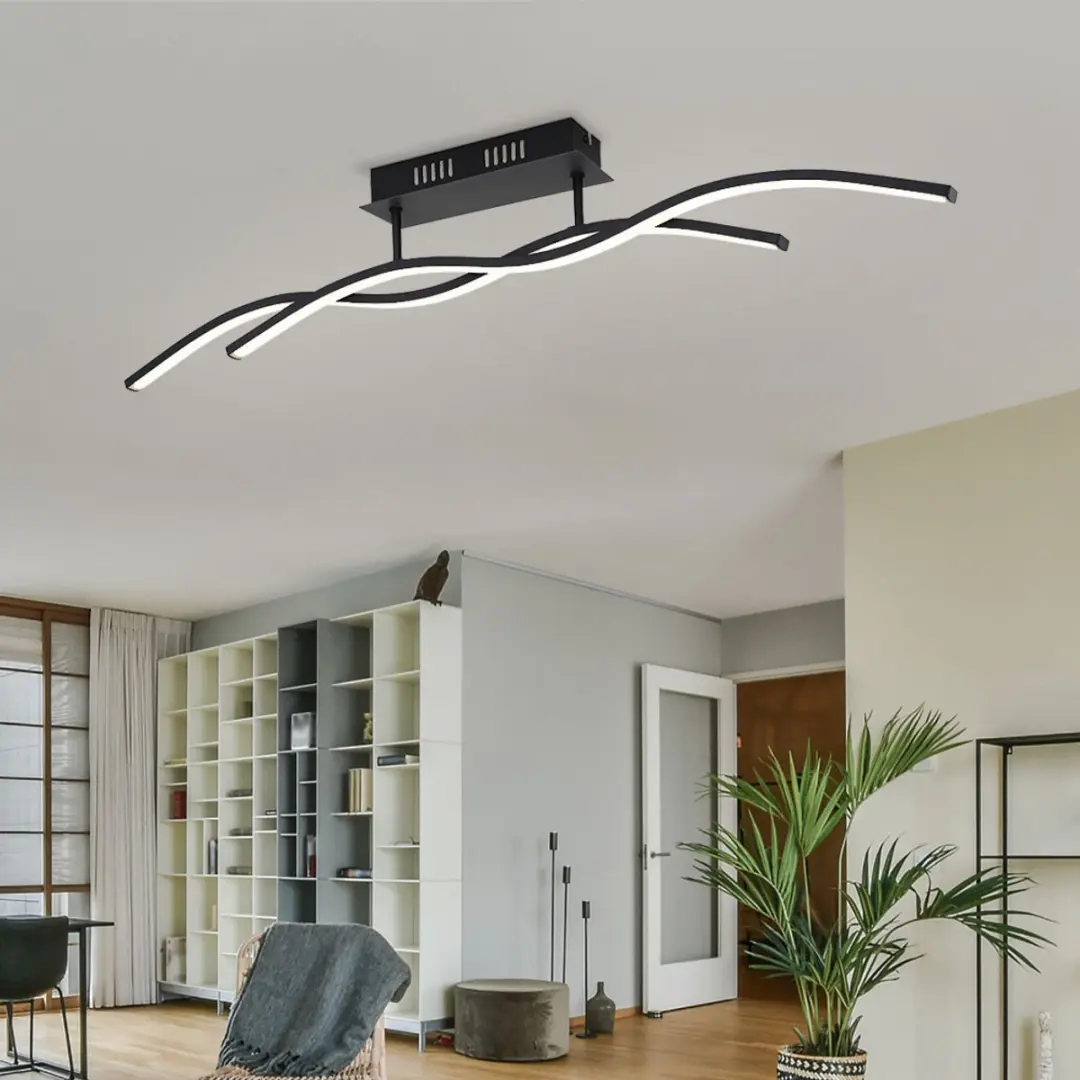 Globo Plafondlamp Grafiet Zwart 20W Warm Wit 88x15,5cm