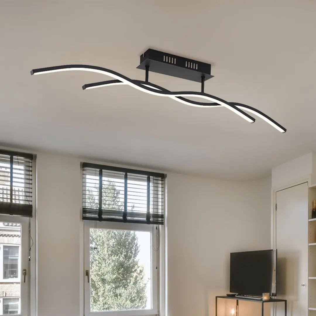 Globo Plafondlamp Grafiet Zwart 20W Warm Wit 88x15,5cm
