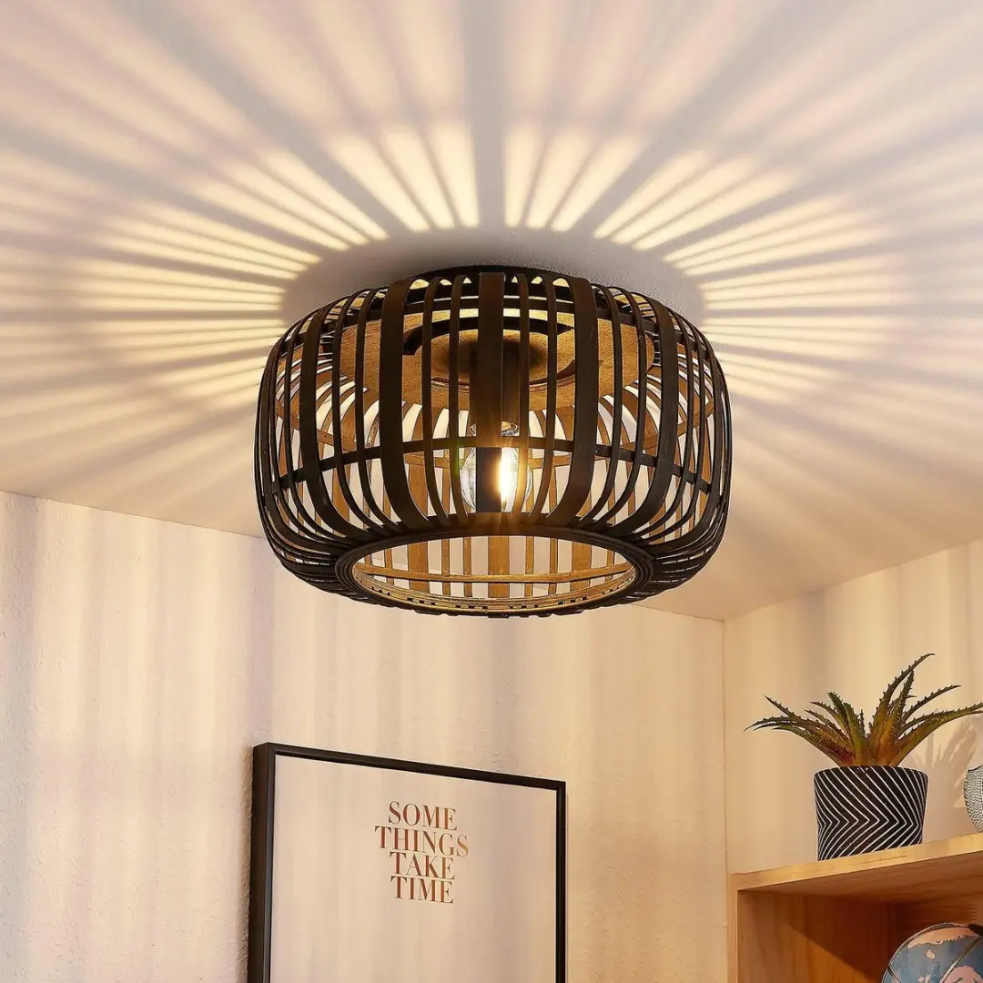 Lindby Plafondlamp Hout Metaal 1 Licht E27
