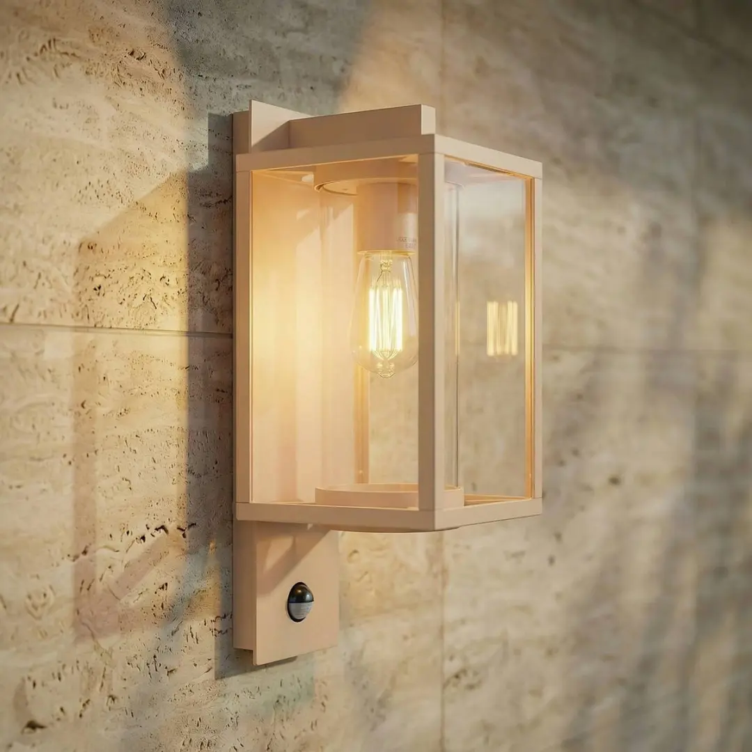 Lucande Wandlamp Beige - Aluminium Glas 1 Lichtpunt E27