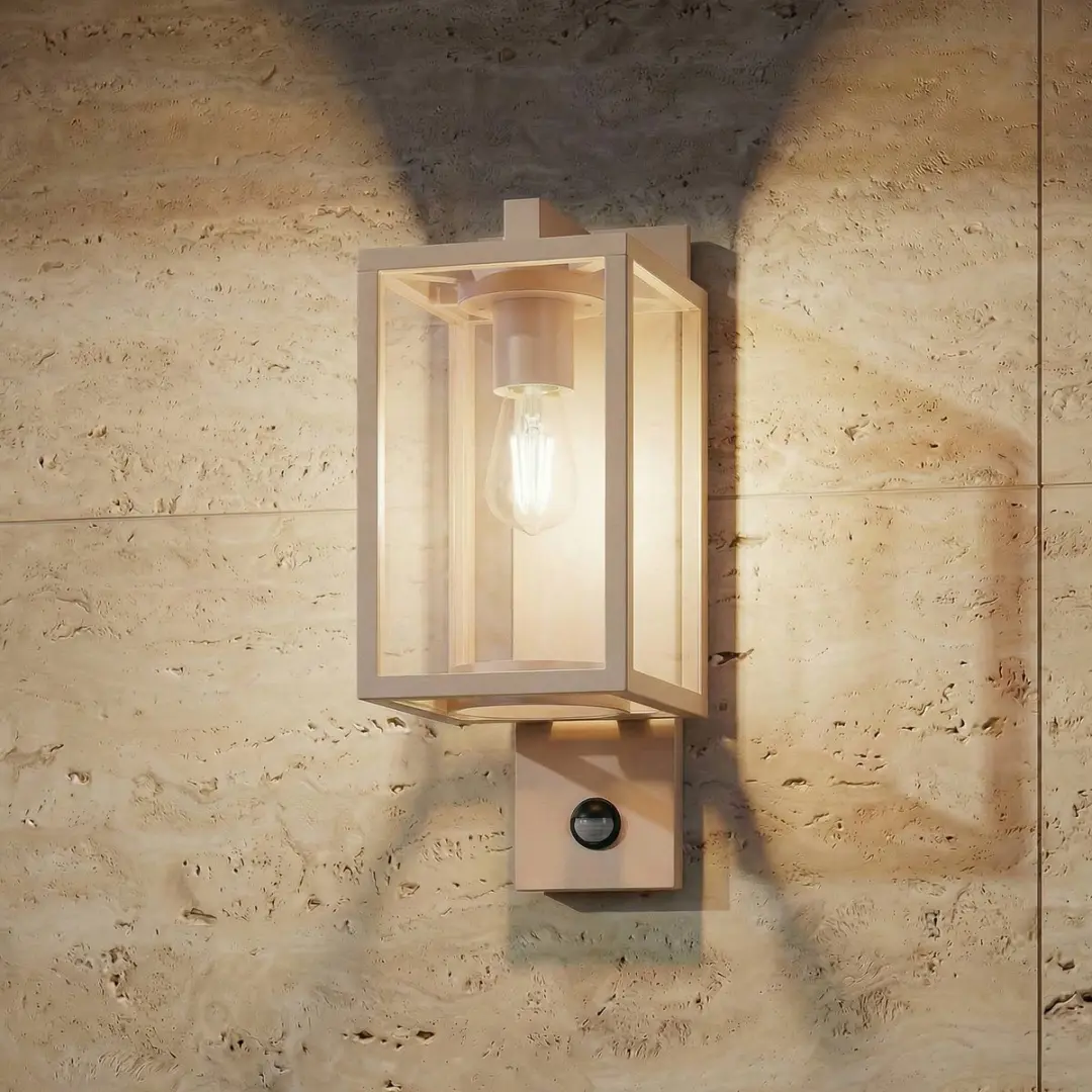 Lucande Wandlamp Beige - Aluminium Glas 1 Lichtpunt E27