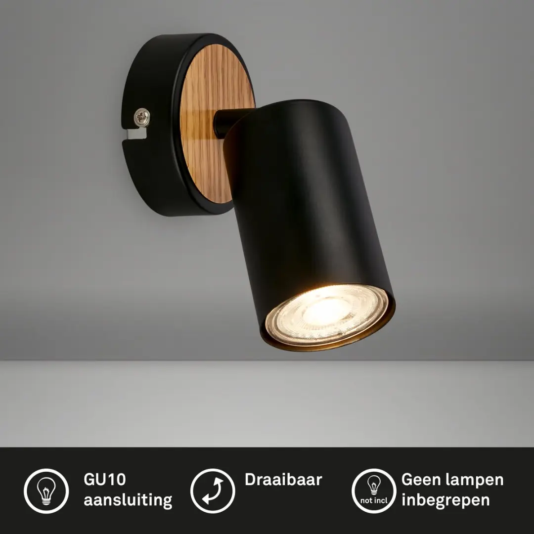 Briloner Tib Wandlamp 9W - Ø8x15,5cm - Zwart