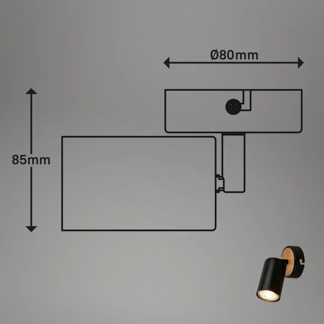 Briloner Tib Wandlamp 9W - Ø8x15,5cm - Zwart