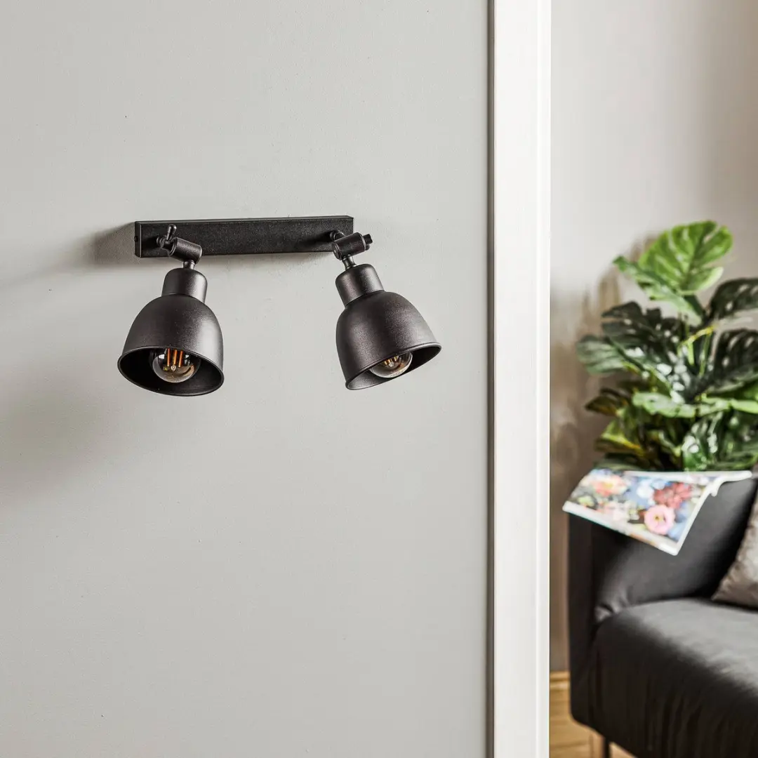 Euluna Wandlamp 2 Lichtpunten Staal - Zwart