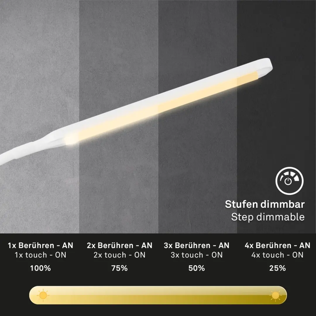 Briloner Pivaz Vloerlamp - 126,5cm - Wit - 3000K