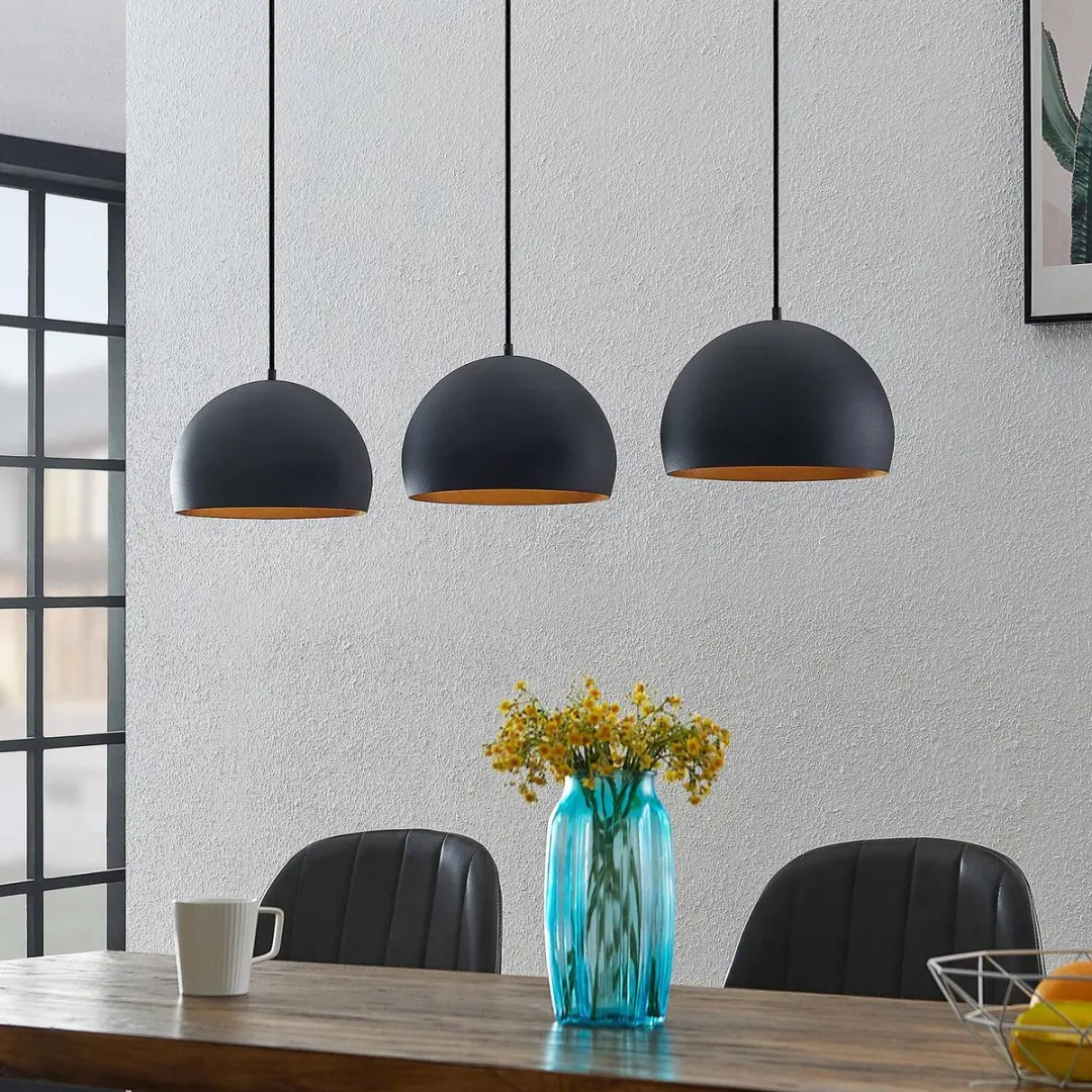 Lindby Hanglamp 3-lichts - Staal - Zwart/Goud