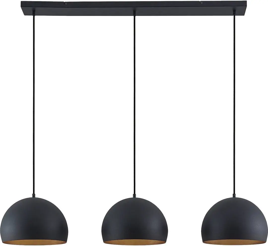 Lindby Hanglamp 3-lichts - Staal - Zwart/Goud