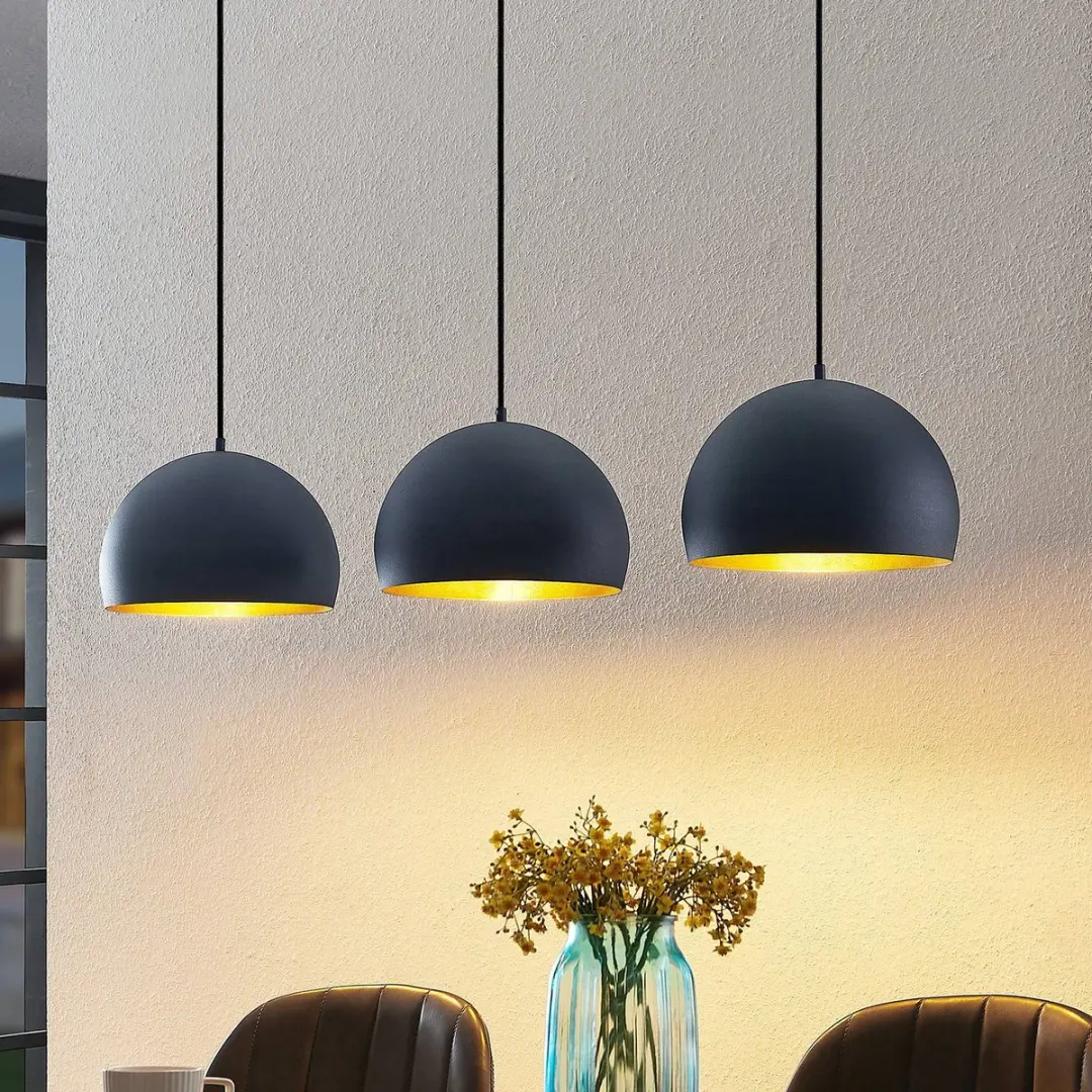 Lindby Hanglamp 3-lichts - Staal - Zwart/Goud