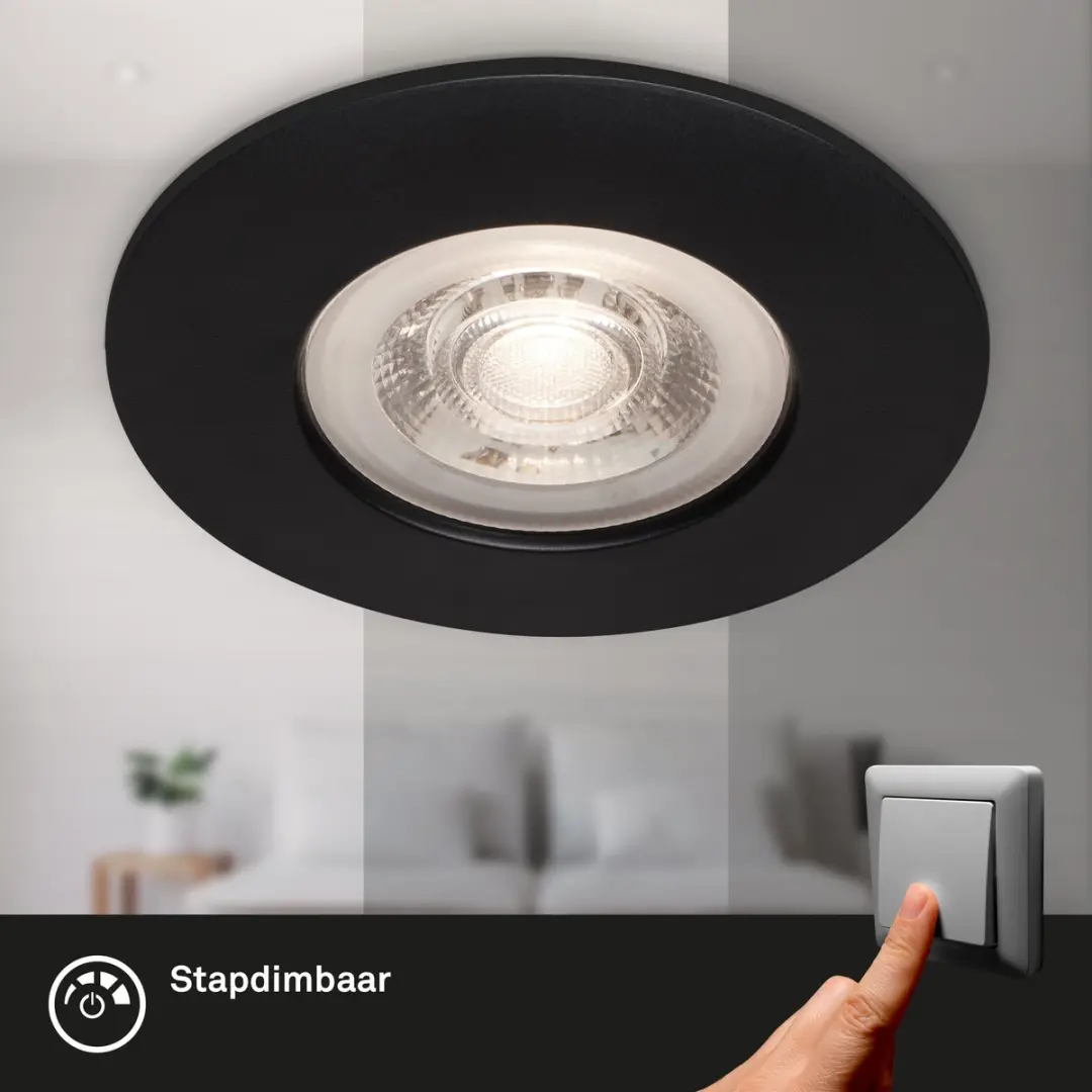 Briloner Kulana LED Inbouwspots Set 4 Stuks - Ø9cm - 4.9W - 480lm - Zwart