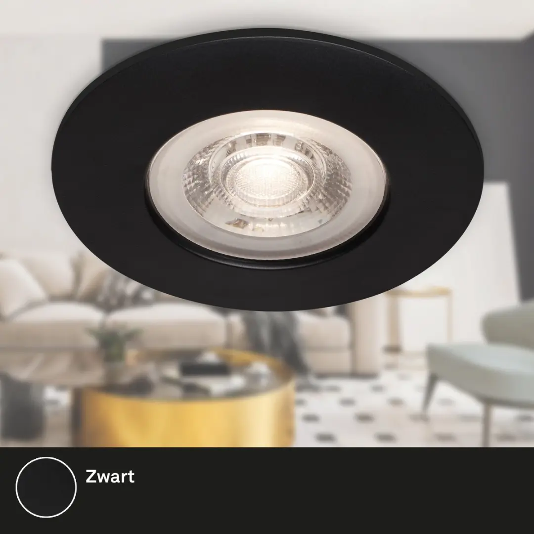 Briloner Kulana LED Inbouwspots Set 4 Stuks - Ø9cm - 4.9W - 480lm - Zwart