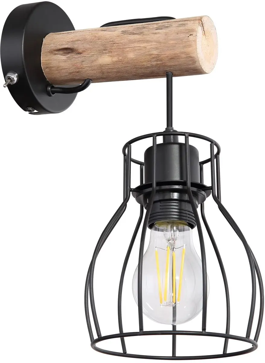 Globo Mina Wandlamp E27 - 14cm Zwart