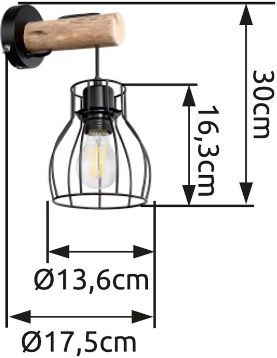 Globo Mina Wandlamp E27 - 14cm Zwart