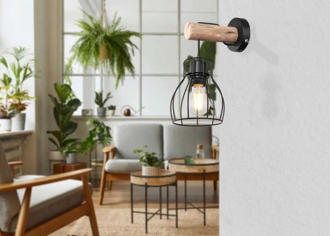 Globo Mina Wandlamp E27 - 14cm Zwart