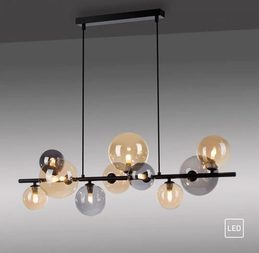 Paul Neuhaus Popsicle Hanglamp 85cm - Zwart - Smoke Amber Glas