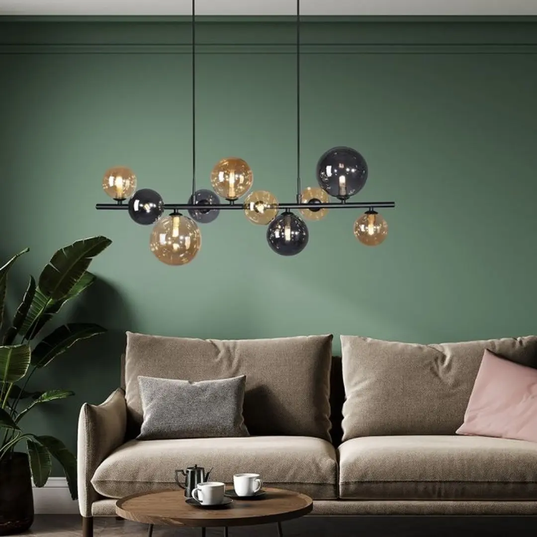 Paul Neuhaus Popsicle Hanglamp 85cm - Zwart - Smoke Amber Glas